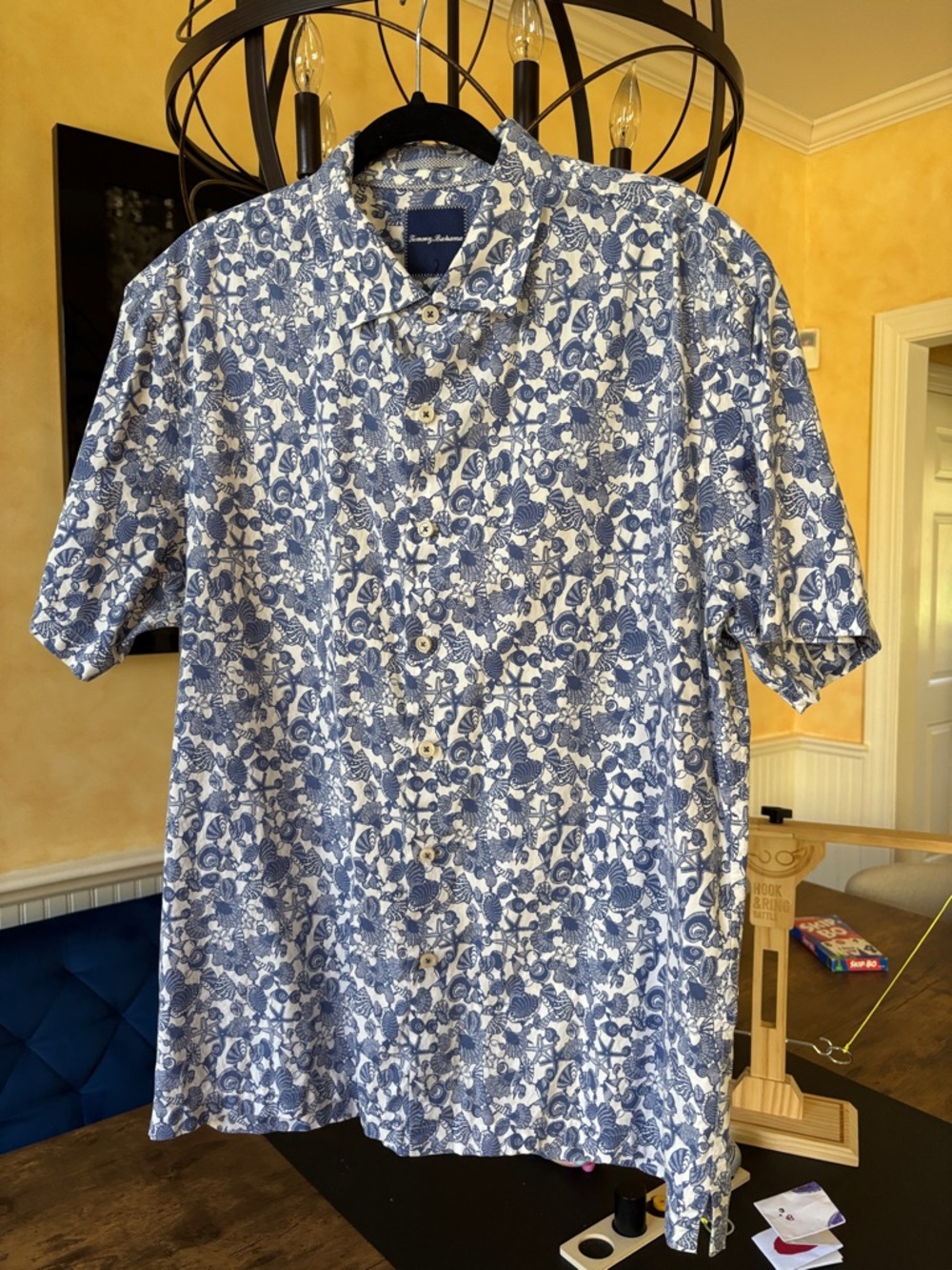 Tommy Bahama White and Blue Floral Short-Sleeve Button-Down Shirt